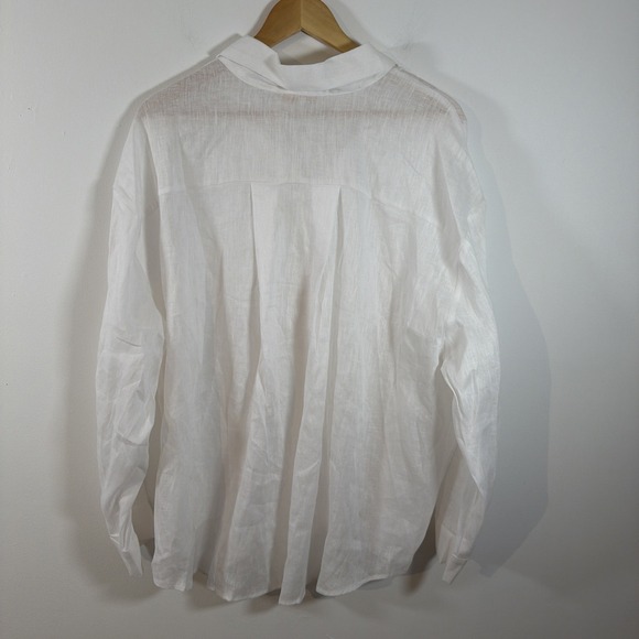 Olivaceous White Oversized Long Sleeve Button Up Linen Shirt Top Large NWT - Picture 4 of 11